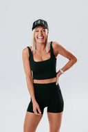 HER Baseball Cap in Black – structured women’s cap made from recycled poly twill