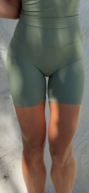 Pistachio Green activewear shorts sustainable soft luxury fabric