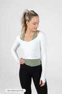 Inspire Long Sleeve Top – fitted active long sleeve with thumbholes white layered look