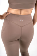 Aura Mocha women's leggings showing middle seam
