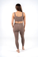 Aura Leggings Mocha – V-shaped back seam sculpting active leggings back view