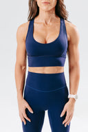 perform classic crop royal navy blue set, women's crop for extra support