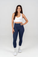 Front view of the Perform Leggings in navy, showing the ultra-soft high waistband and smooth no front seam design