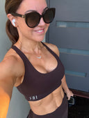 Supportive medium compression gym crop top for women