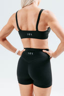 Back view of the Perform Shorts in onyx, showcasing the Invisible Scrunch and stay-put sculpting fit
